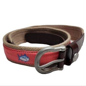 Southern Tide Skipjack fish canvas coral belt.  Men's size 32.